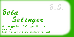 bela selinger business card